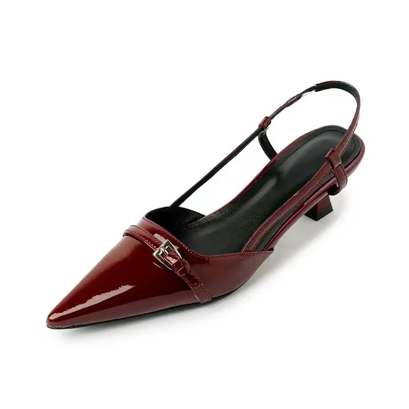 Chic Low Heel Toe Leather sandals for Women
