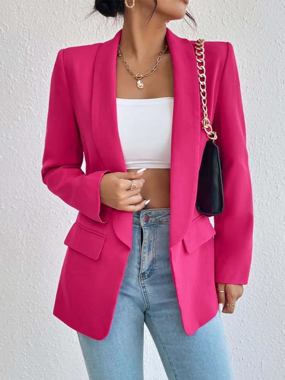 Women's Classic Fit Open Front Coat with Pockets