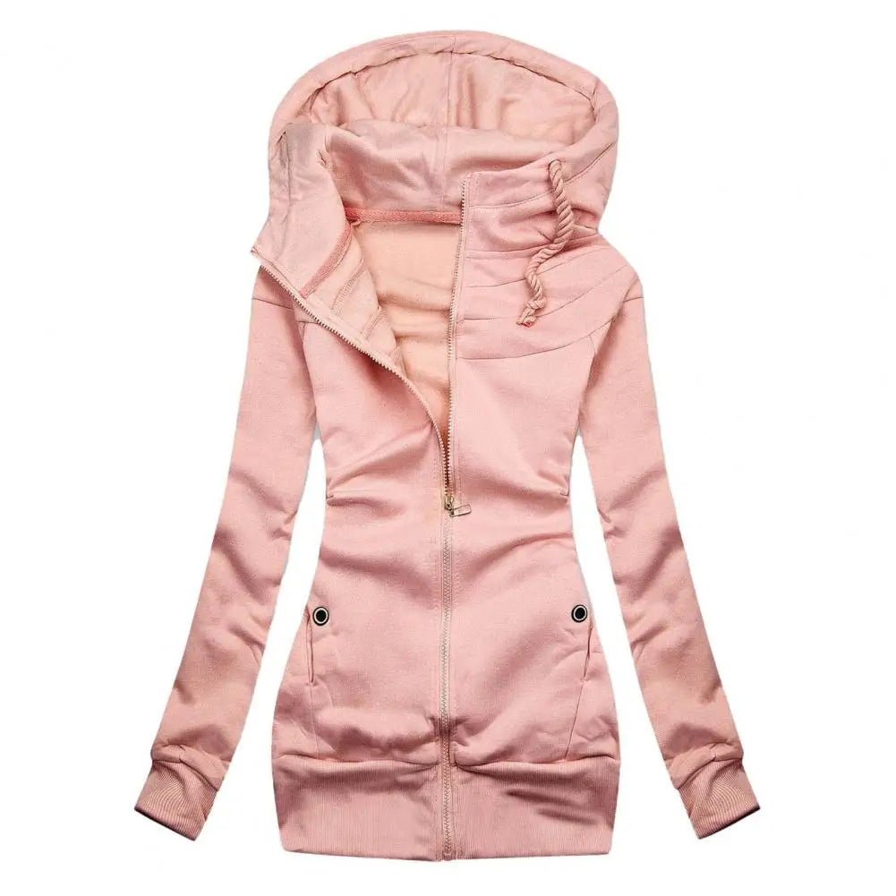 Warm Women's Fleece Zipper Hooded Jacket