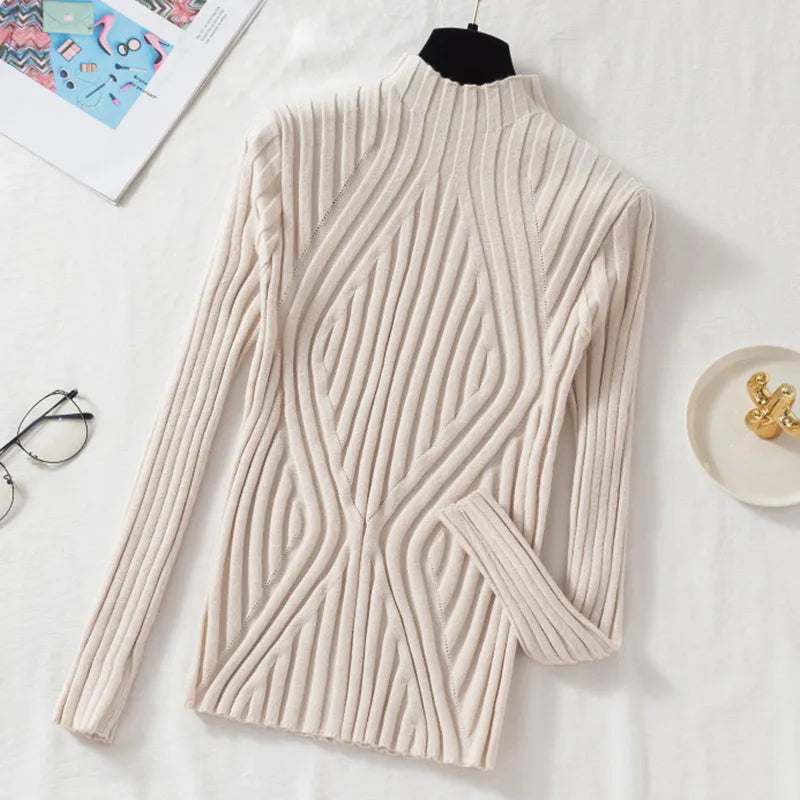 Women's Soft Roll Neck Long Sleeve Sweater