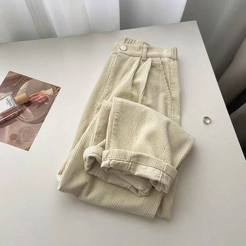 Relaxed Fit Corduroy Wide Leg Pants