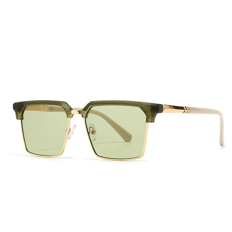 Unisex Square Sunglasses Retro Gradient UV400 Protection Gold Tone