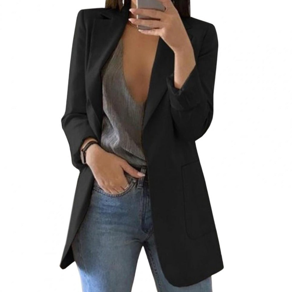 Casual Open Front Cardigan for Women with Pockets - OutfitLondon