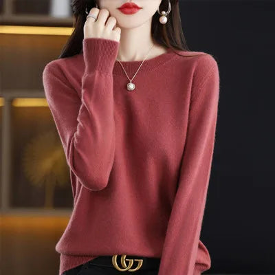 Warm Ladies Cozy Wool Crew Sweater