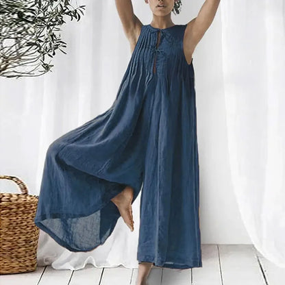 Relaxed Fit Halter Neck Summer Romper Jumpsuit - OutfitLondon