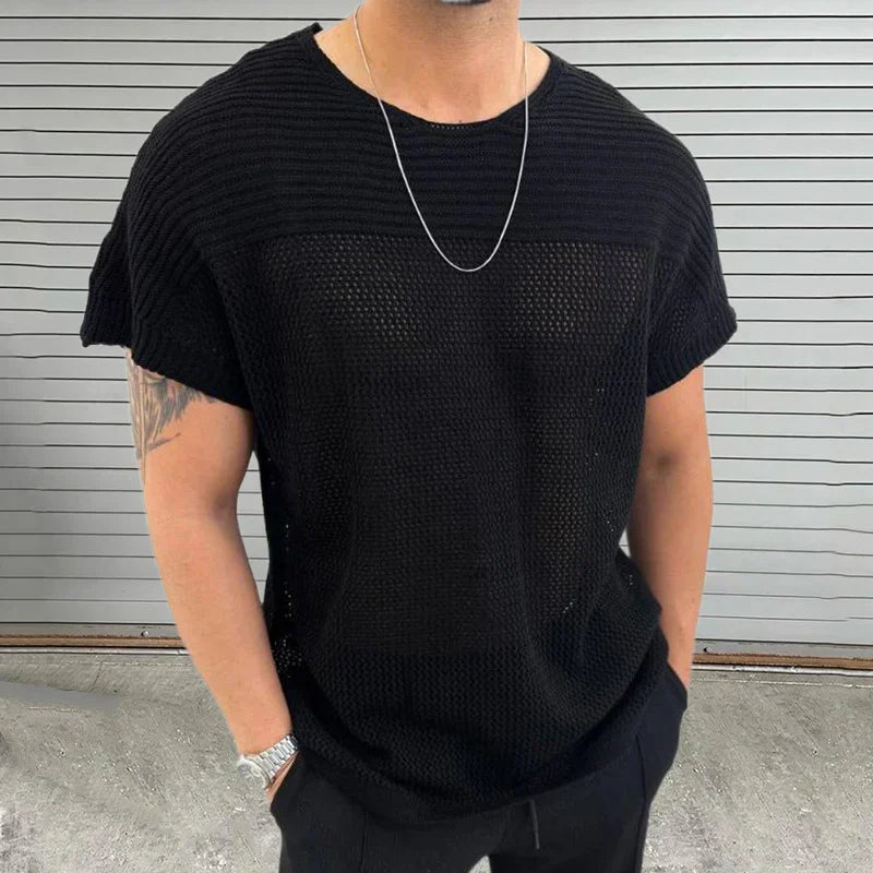 Men's Mesh Knit Tee Breathable Lightweight Grey