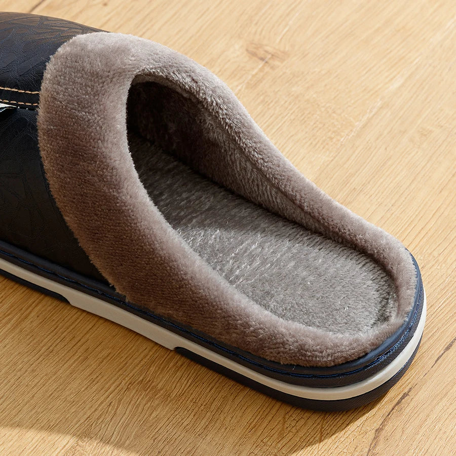 Comfortable Men's Cozy Fleece Slippers with Hard Wearing Soles
