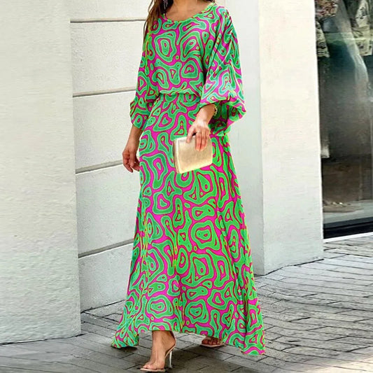 Casual Fit Floral Print Long Sleeve Dress - OutfitLondon