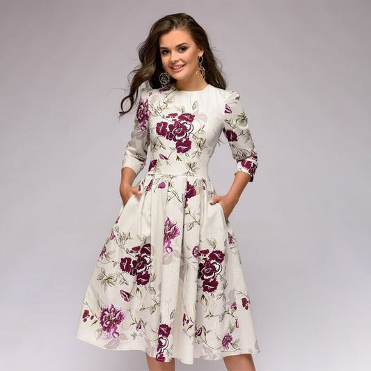 Elegant Ladies Mid Length Evening Dress - OutfitLondon