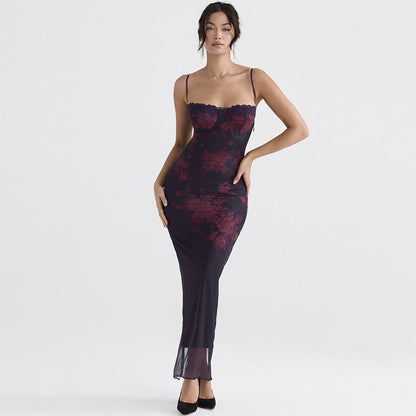 Chic Floral Long Sleeveless Dress