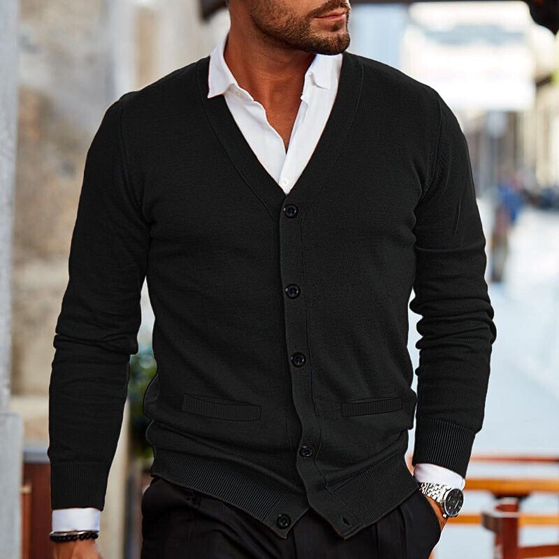 Classic Men's Open Front Cardigan Sweater