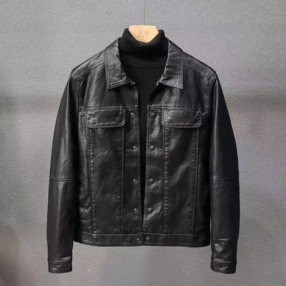 Fitted Mens Synthetic Leather Biker Jacket