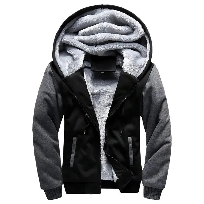 Warm Hooded Quilted Fleece Coat
