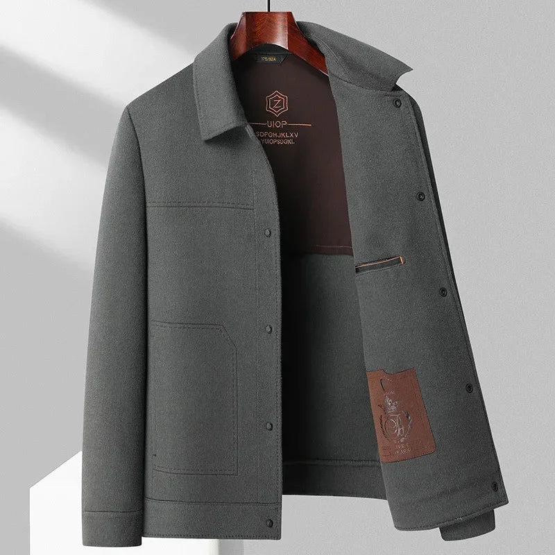 Men's Refined Wool Jacket Double-Sided Blend Structured Shoulders - OutfitLondon