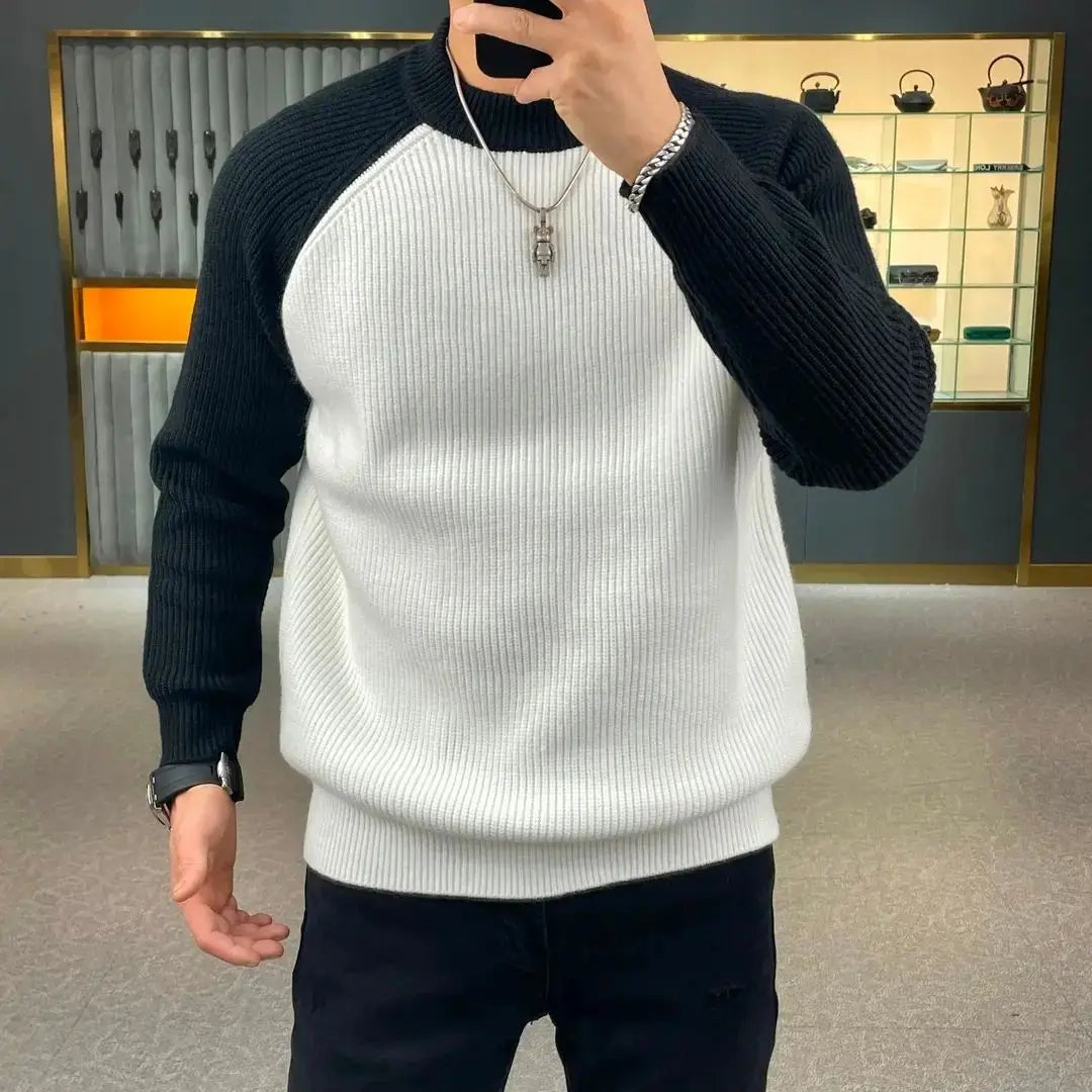 Colorful Crew Neck Men's Pullover Sweater