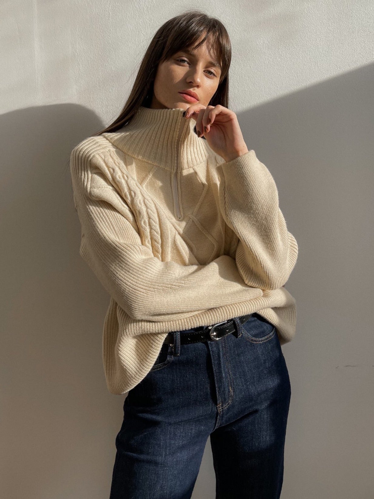 Cozy Snowflake Patterned Knit Sweater - OutfitLondon