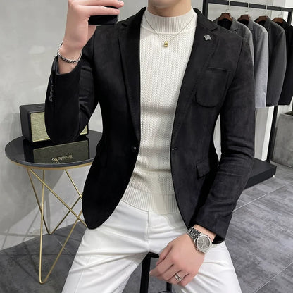Luxury Leather Fitted Men's Jacket