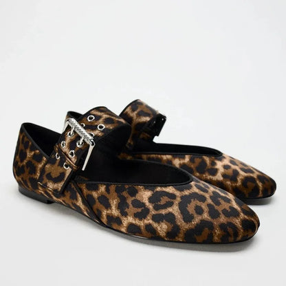 Stylish Leopard Print Mary Jane Flat Shoes