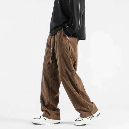 London Metro Men's Corduroy Pants Elastic Waist Relaxed Fit
