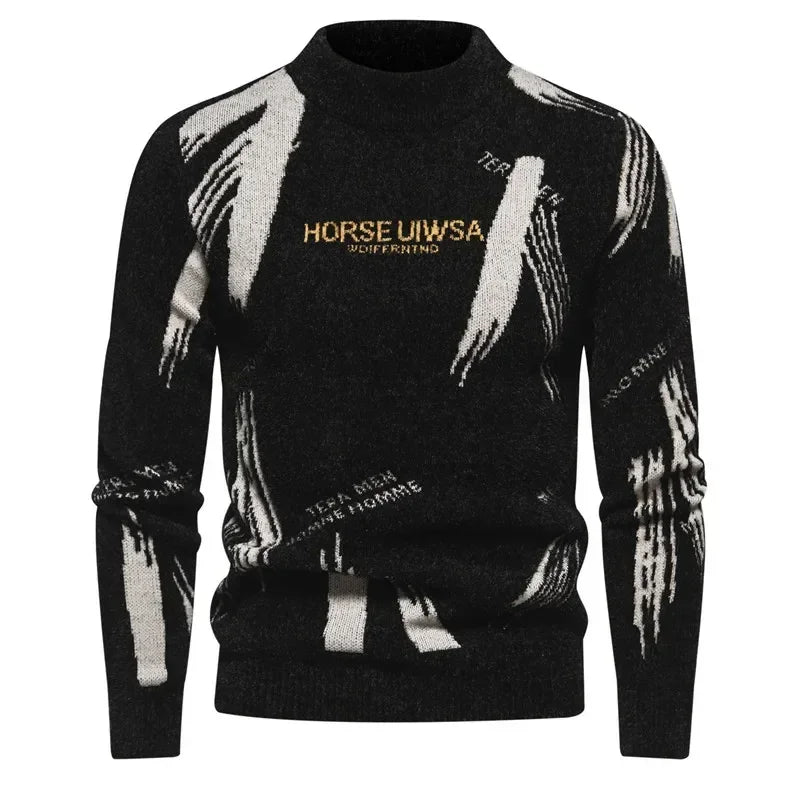 Faux Fur Crew Neck Men's Sweater