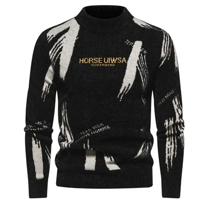 Faux Fur Crew Neck Men's Sweater