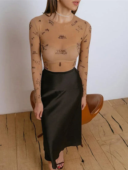 Trendy Mesh Panel Body Suit