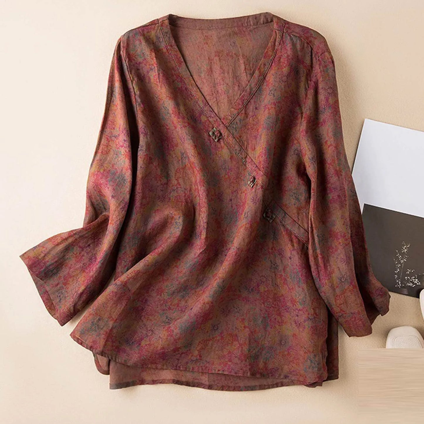 Casual V Neck Women's Long Sleeve Top