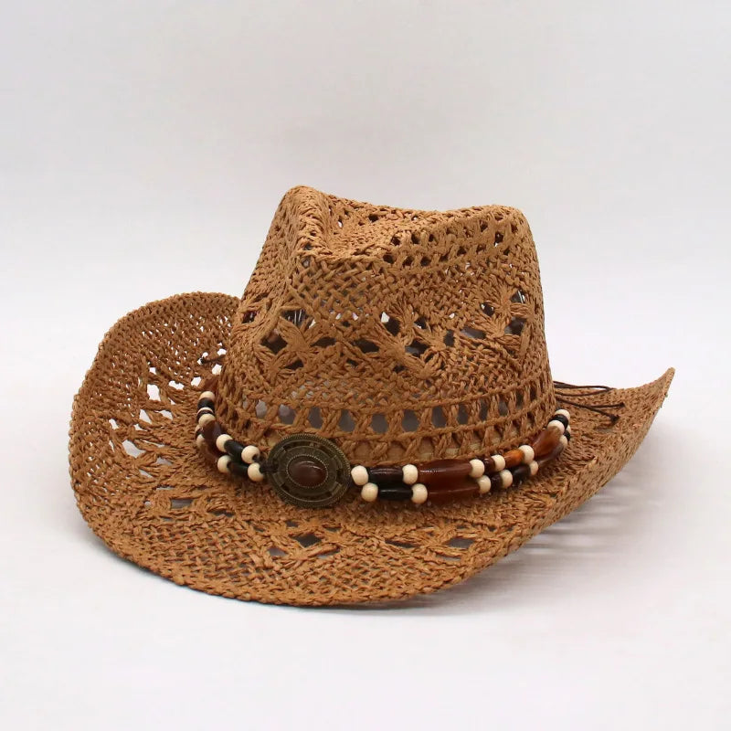 Classic Western Hat with Earthy Brown Beads