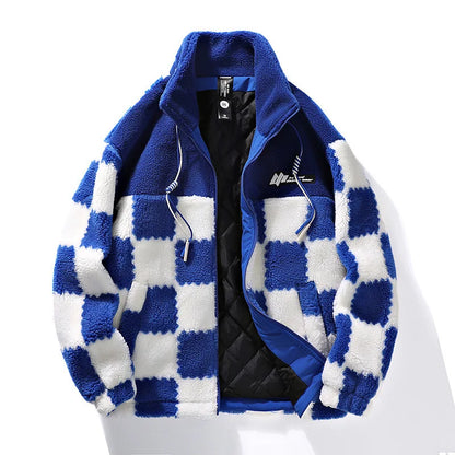 Warm Plaid Fleece Coat for Winter