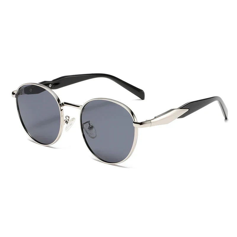 Unisex Retro Round Metal Sunglasses UV400 Adjustable Nose Pads