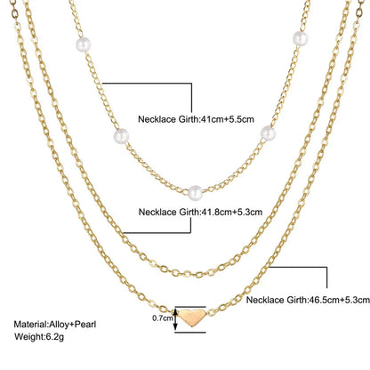 Delicate Multi-Layer Gold Silver Heart Necklace