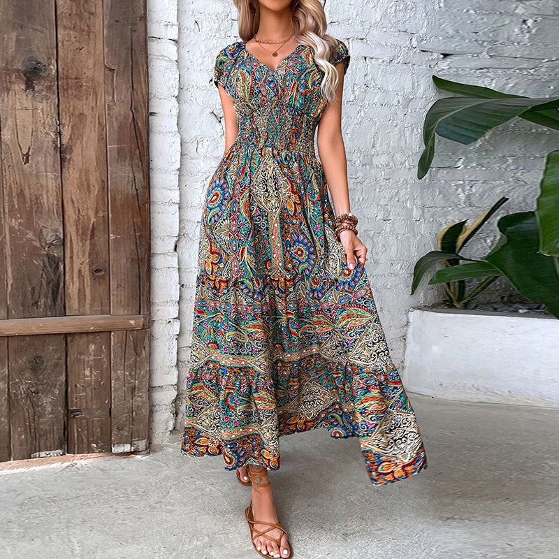 Vibrant Flower Long Summer Dress for Women - OutfitLondon