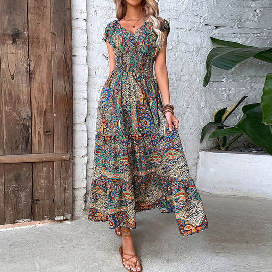 Vibrant Flower Long Summer Dress for Women - OutfitLondon
