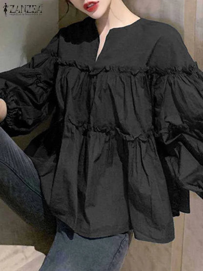 Elegant Flare Sleeve Ladies Blouse Shirt