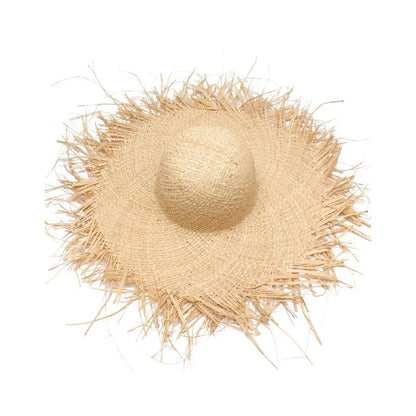 Wide Brimmed Natural Straw Beach Hat