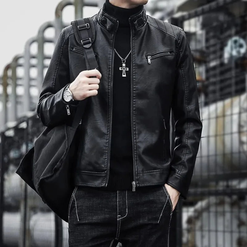 Slim Fit Women's Fake Leather Jacket Coat - OutfitLondon