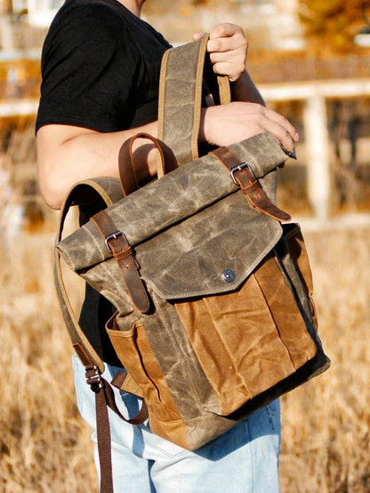 Vintage Style Leather Rucksack - OutfitLondon