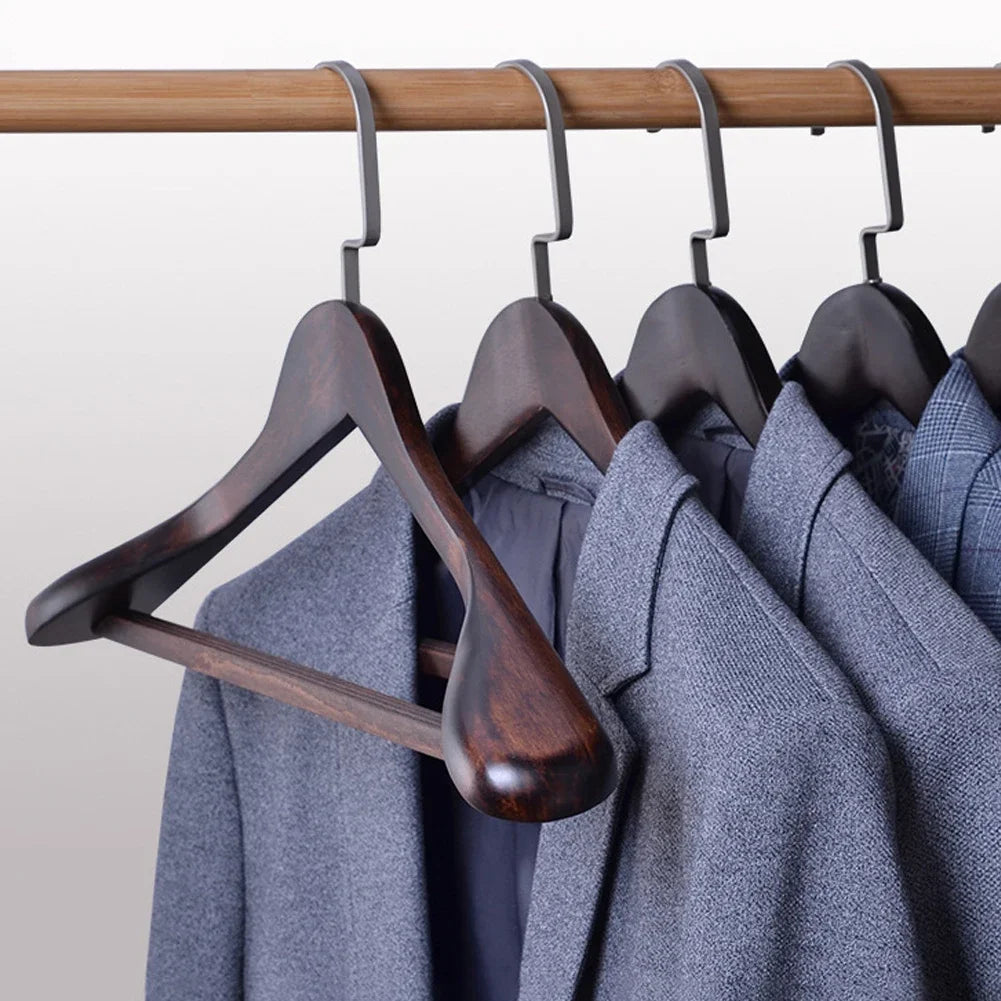 Durable Wooden Hangers With Heavy Duty Metal Clips - OutfitLondon
