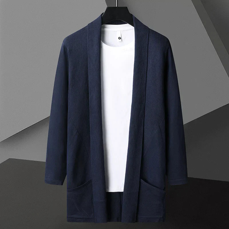 Men's Lightweight Cardigan Matte Cotton Linen Blend Open Front