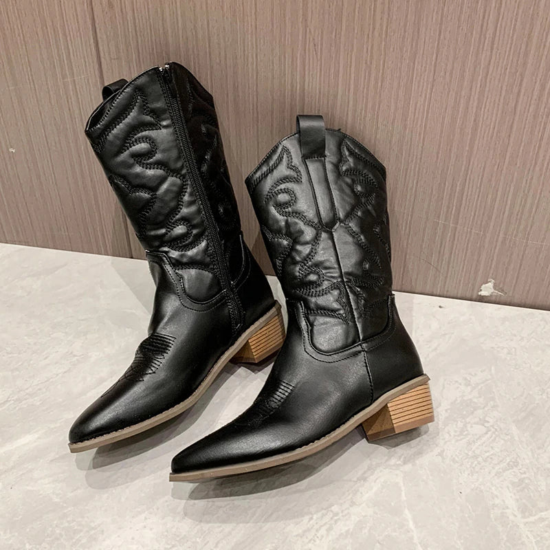 Stylish Embroidered Ladies Ankle Boots - OutfitLondon