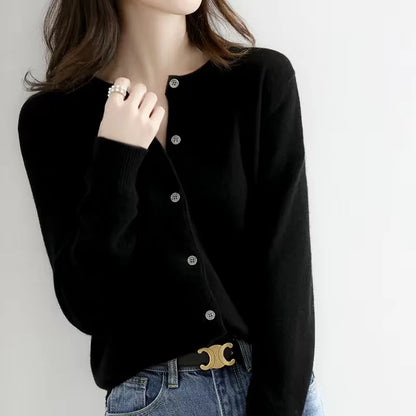 Warm Women's Crew Neck Cardigan Sweater