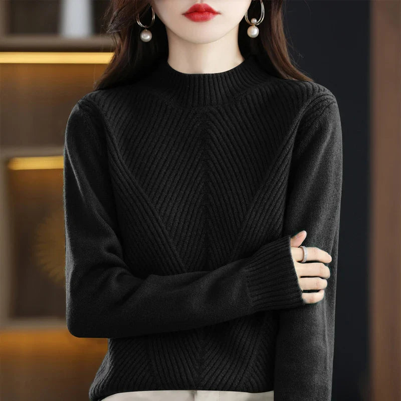 Cozy Ladies Cable Knit Pullover Sweater - OutfitLondon
