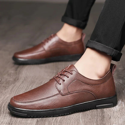Brown Real Leather Oxford Shoes