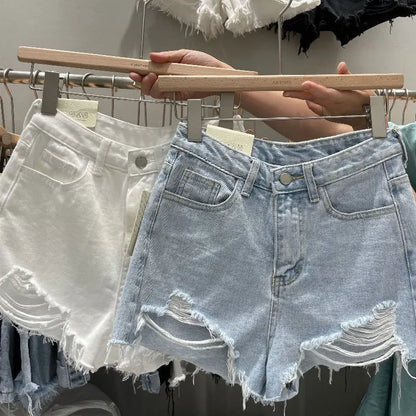 Relaxed Fit Women's Ripped Denim Shorts - OutfitLondon