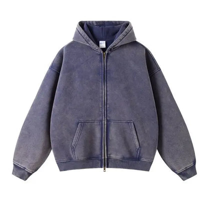 Trendy Ripped Full Zip Hooded Jacket