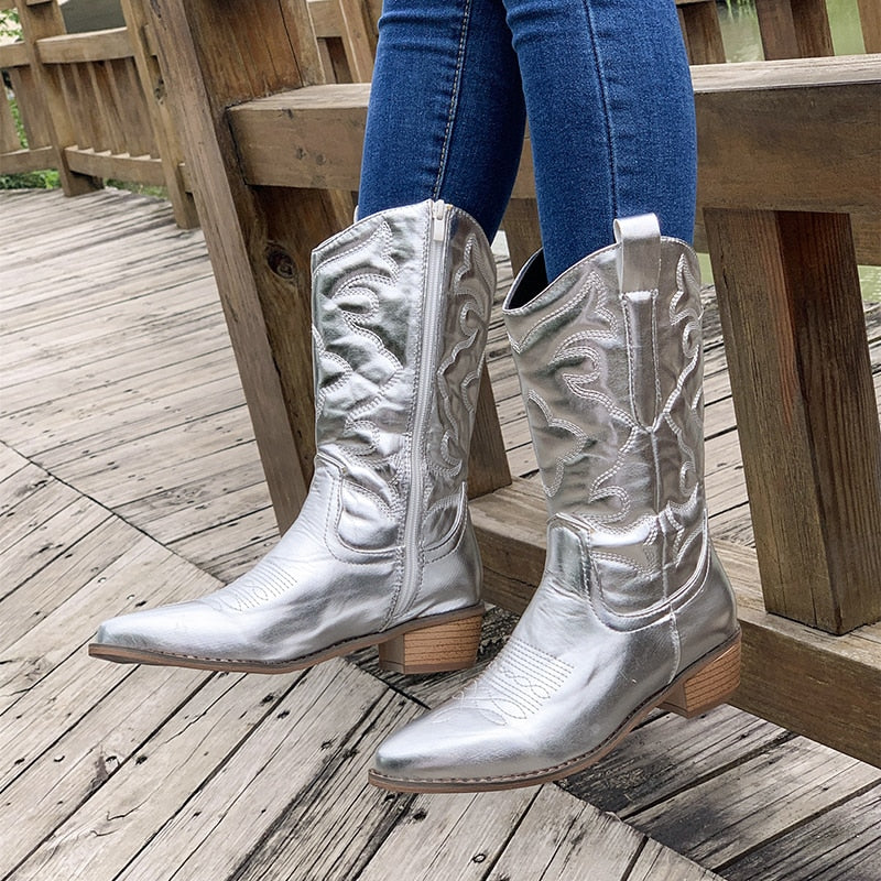 Stylish Embroidered Ladies Ankle Boots