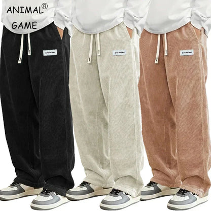 Comfortable Corduroy Loose Fit Trousers - OutfitLondon