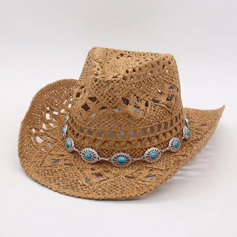 Classic Western Hat with Earthy Brown Beads