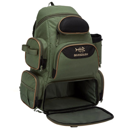 Waterproof Fishing Tackle Backpack with Rod Pocket & Rain Hood