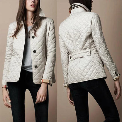 Classic Plaid Women's Coat with Notch Collar